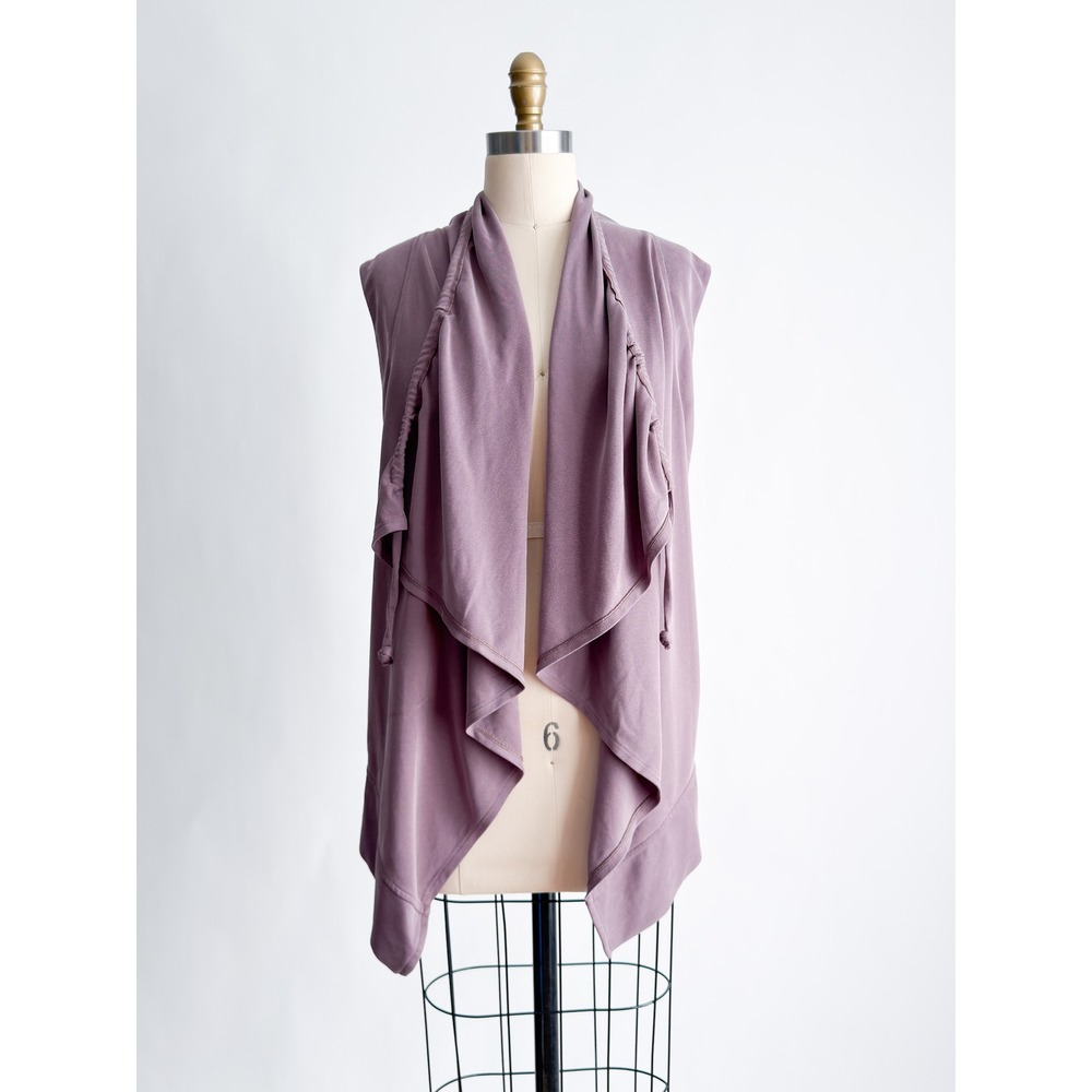 Calia by Carrie Underwood Waterfall Vest Drape Front L Mauve Purple Modal Blend